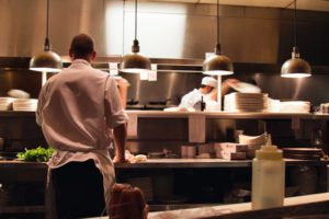 Photo of chef in a restaurant kitchen