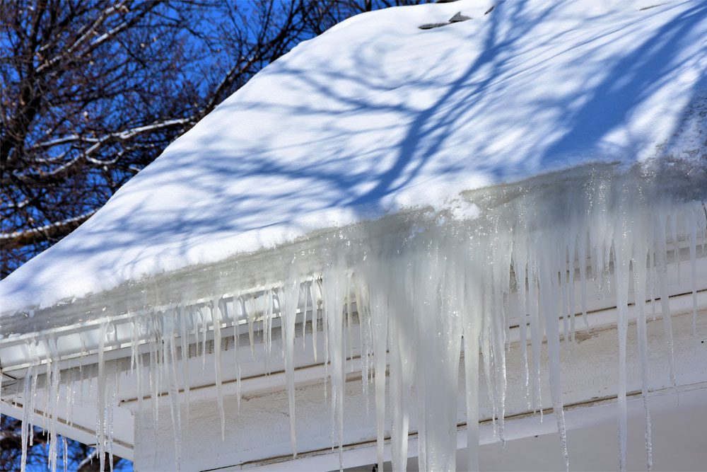 Image of an ice dam forming on a roof